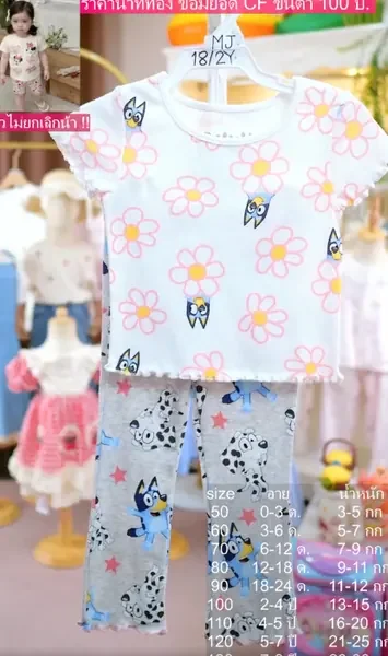 ซ.เสื้อ ขาว ดอกชม บลูอี้-เลคกิ้งร่อง เทาลาย